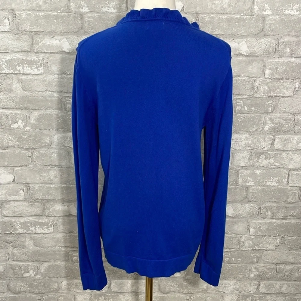 J.Crew Blue Ruffle Neck Sweater